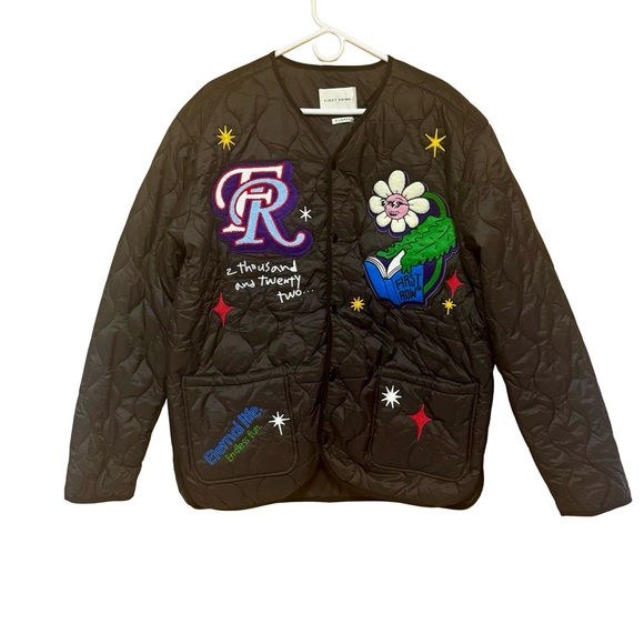 First Row Other - First Row Black Quilted Sunshine Jacket XL Embroidered USA Made Streetwear BNWT